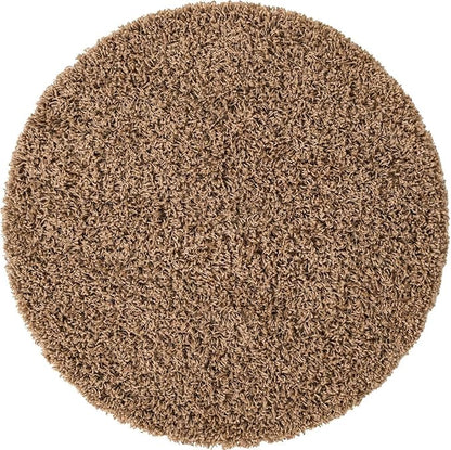 Unique Loom Solid Shag Collection Area Rug (3' 3" Round, Sandy Brown)