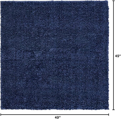 Unique Loom Solo Collection Area Rug - Calabasas (4' 1" Square, Navy Blue)