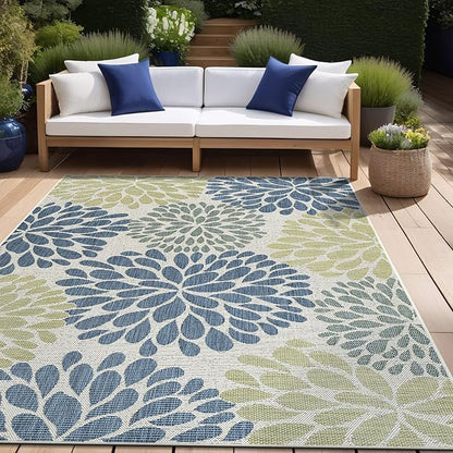 Beverly Rug Outdoor Rug 9x12 Modern Exotic Tropical Leaf Area Rugs for Indoor and Outdoor Patio Deck Porch Garden Water Resistant Washable Outside Carpet (9 x 12 Olive)