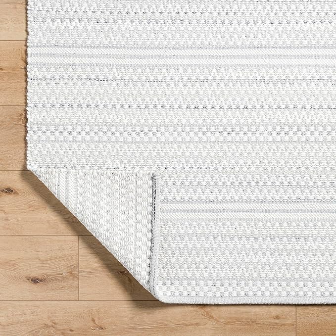 Mark&Day Wool Rugs, 5x8 Precious Solid and Border Cream/Charcoal Area Rug, Cream Grey Carpet for Living Room, Bedroom or Kitchen (5' x 7'6")