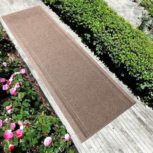 English Home Custom Size Anti Slip Striped Design Light Weight Durable TPR Backing Thin Pile Runner Rug (26" x 14')