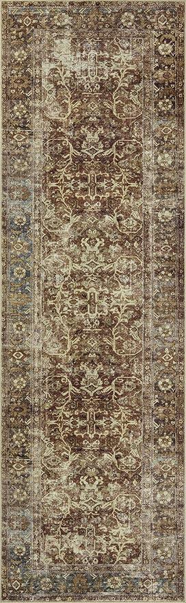 Loloi Magnolia Home by Joanna Gaines Sinclair Collection SIN-01 Rust/Lagoon 2'-3" x 7'-6", .25" Pile Height, Machine Washable, Runner Rug