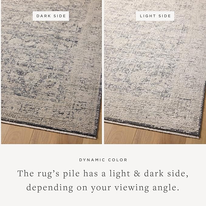 Loloi Amber Lewis Alie Collection ALE-05 Charcoal/Beige 5'-3'' x 7'-9'', .13'' Pile Height, Area Rug