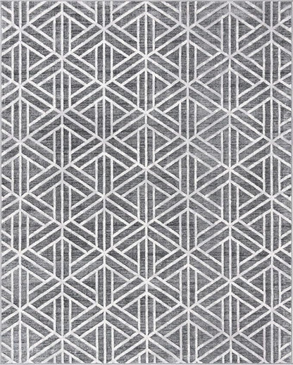 Rugs.com Lattice Trellis Collection Rug – 8' x 10' Gray Low-Pile Rug Perfect for Living Rooms, Large Dining Rooms, Open Floorplans