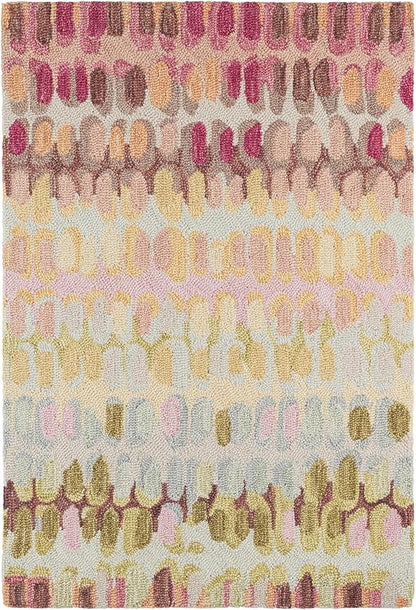 Dash & Albert Paint Chip Stone Hand Micro Hooked Wool Rug, 9.5 X 13.5 Feet, Pink/Blue Geometric Pattern