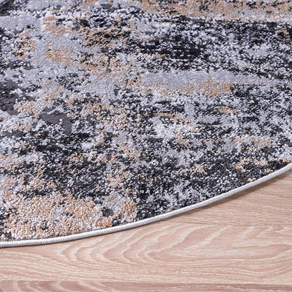 Rugs.com Leipzig Collection Round Rug – 7 Ft Round Beige Low-Pile Rug Perfect for Kitchens, Dining Rooms