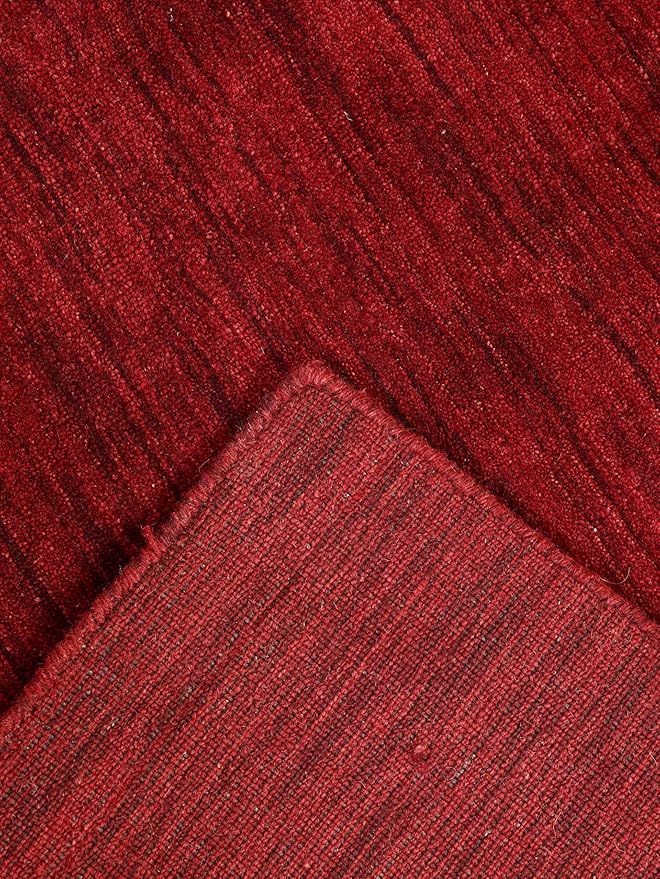 Rugsotic Carpets Hand Knotted Gabbeh Wool 5'x8' Area Rug Solid Red L00111