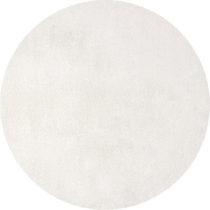 JONATHAN Y Haze Solid Low-Pile Cream 5' Round Indoor Area Rug, Coastal,Bohemian,Minimalist,Classic, Easy-Cleaning for Living Room,Bedroom,Kitchen,Pet Friendly,Non-Shedding (SEU100T-5R)