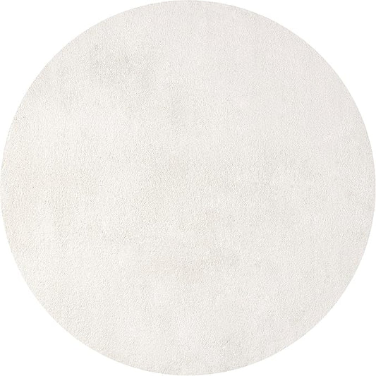 JONATHAN Y Haze Solid Low-Pile Cream 5' Round Indoor Area Rug, Coastal,Bohemian,Minimalist,Classic, Easy-Cleaning for Living Room,Bedroom,Kitchen,Pet Friendly,Non-Shedding (SEU100T-5R)