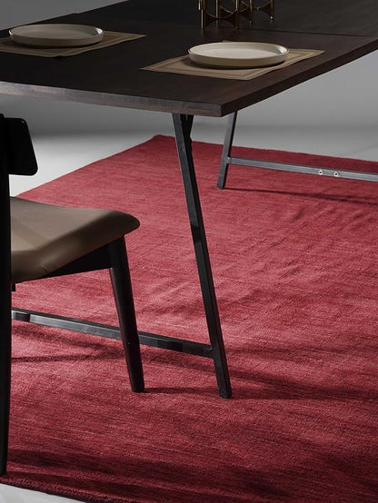 Hand Knotted Loom Wool ECO-Friendly Area Rugs - 6'x9', Rectangle, Dark Red Color, Solid Plain Design, High Pile Handmade Anti Skid Area Rugs for Living Room, Bed Room (L00111)