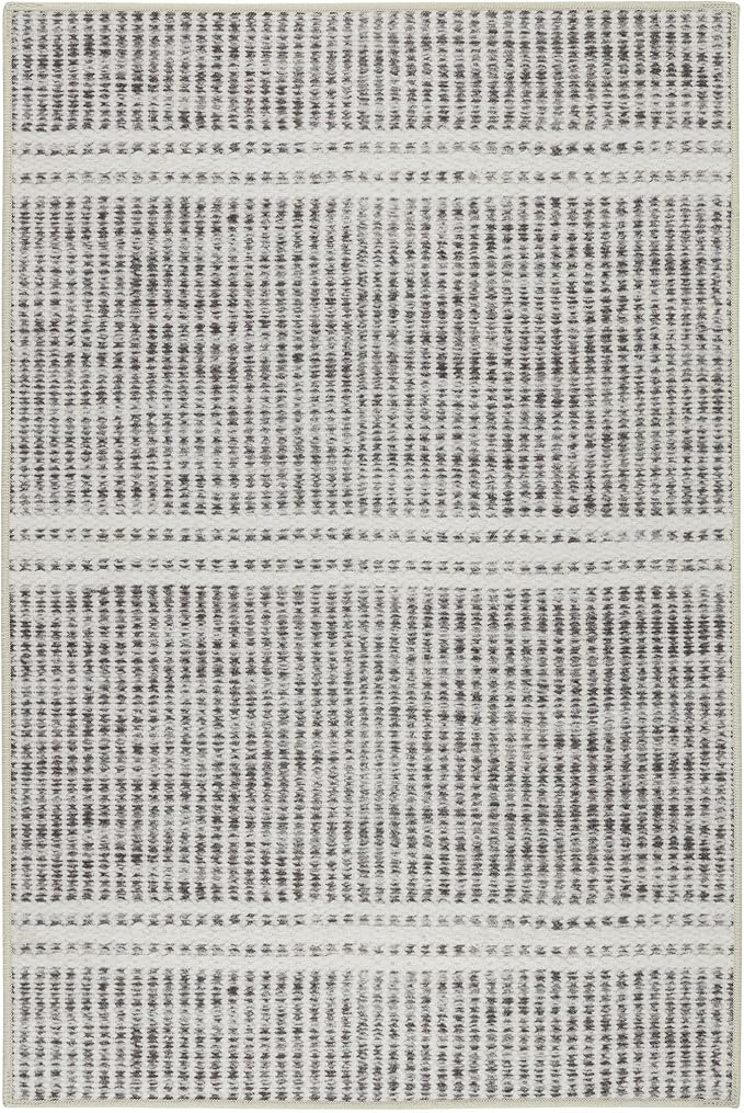 Dash and Albert Malta Grey Machine Washable Area Rug - 2.5' x 8' Runner Grey Stripe Washable Accent Rug - Durable, High Traffic Areas Kitchen, Mudroom, Hallways