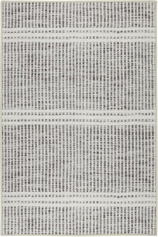 Dash and Albert Malta Grey Machine Washable Area Rug - 2.5' x 8' Runner Grey Stripe Washable Accent Rug - Durable, High Traffic Areas Kitchen, Mudroom, Hallways