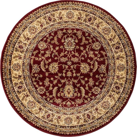 Unique Loom Voyage Collection Traditional Oriental Classic Intricate Design Area Rug (5' 0 x 5' 0 Round, Red/Gold)
