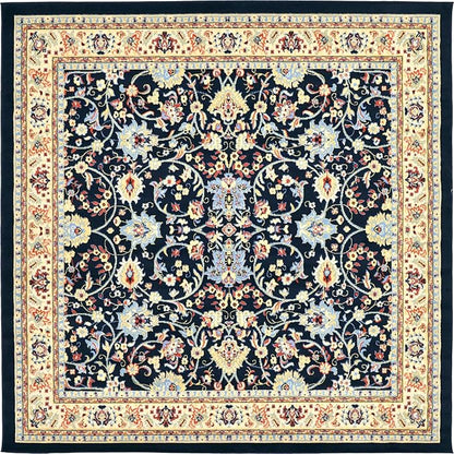 Unique Loom Sialk Hill Collection Area Rug - Washington (8' Square Navy Blue/Cream)