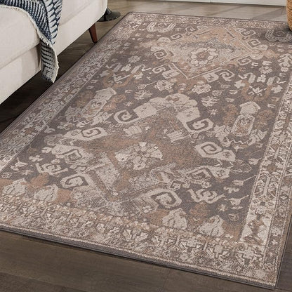 LUXE WEAVERS Moroccan Floral Beige 8x10 Area Rug for Living Room