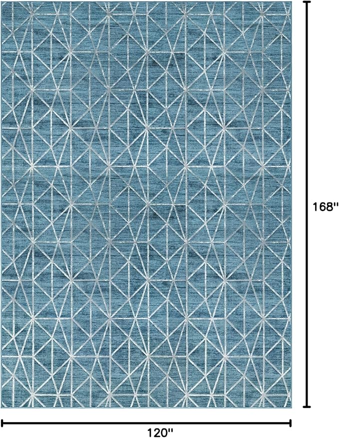 Rugs.com Lattice Trellis Collection Rug – 10' x 14' Blue Low-Pile Rug Perfect for Living Rooms, Large Dining Rooms, Open Floorplans