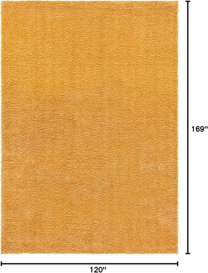 Unique Loom Davos Shag Collection Area Rug - Solid (10' x 14' 1" Rectangle, Sun Yellow)