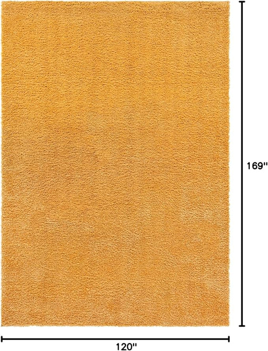 Unique Loom Davos Shag Collection Area Rug - Solid (10' x 14' 1" Rectangle, Sun Yellow)