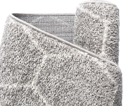 Unique Loom Trellis Frieze Collection Area Rug - Geometric (3' x 5' Oval, Light Gray/ Ivory)