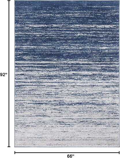 SAFAVIEH Adirondack Collection Area Rug - 5'5" x 7'7", Navy & Grey, Modern Ombre Design, Non Shedding & Easy to Clean, Ideal for Living Room, Bedroom, Office, Dining Space (ADR113E)