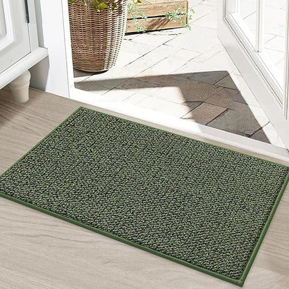 BEQHAUSE Dirt Trapper Door Mat 20" x 32", Non-Slip Washable Doormats Entrance Mat, Dirt Resistant and Absorbent Welcome Mat, Low Profile Floor Mats for Front Back Door and Entryway, Green