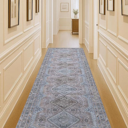 Washable Area Rug. Modern Farmhouse. Vintage. Turkish. Bohemian. Distressed. Oriental. Traditional. Rugs for Living Room. Dining. Bedroom. Office. Entryway. Foyer. (863BM, 2'5 x 9'8)
