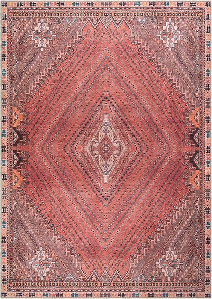 Bloom Rugs Washable Non-Slip 10x14 Rug - Red/Multicolor Traditional Bordered Area Rug for Living Room, Bedroom, Dining Room, and Kitchen - Exact Size: 10' x 14'