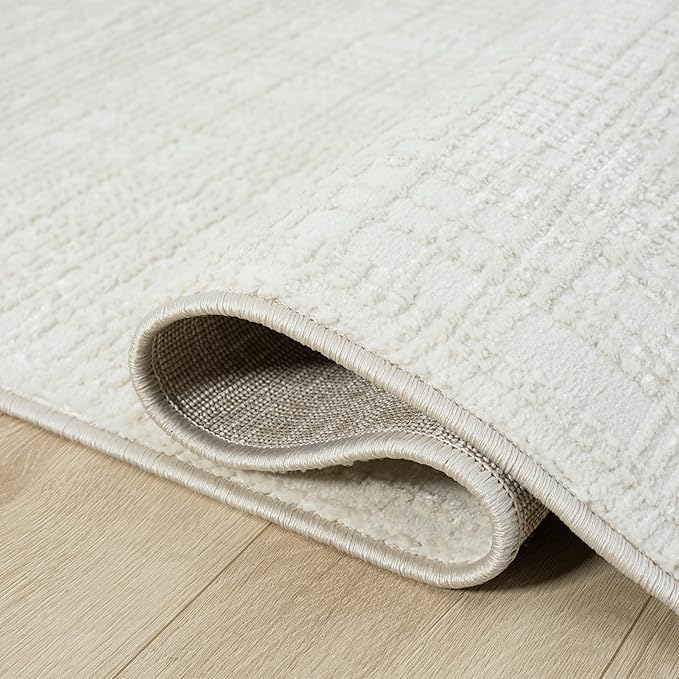 Abani Cream Area Rug - 6' x 9' - Living Room & Bedroom - Textured Weave Design - Indoor Use - Easy to Clean, Stain Resistant, Non-Shedding - Neutral Collection