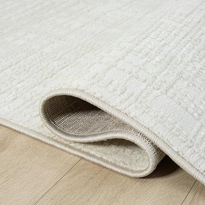 Abani Cream Area Rug - 8' x 10' - Living Room & Bedroom - Textured Weave Design - Indoor Use - Easy to Clean, Stain Resistant, Non-Shedding - Neutral Collection