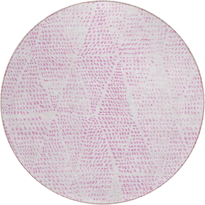 Addison Rugs Chantille ACN591 Pink 8' x 8' Indoor Outdoor Round Rug, Easy Clean, Machine Washable, Non Shedding, Bedroom, Living Room, Dining Room, Kitchen, Patio Rug
