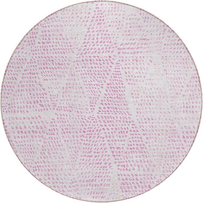 Addison Rugs Chantille ACN591 Pink 8' x 8' Indoor Outdoor Round Rug, Easy Clean, Machine Washable, Non Shedding, Bedroom, Living Room, Dining Room, Kitchen, Patio Rug