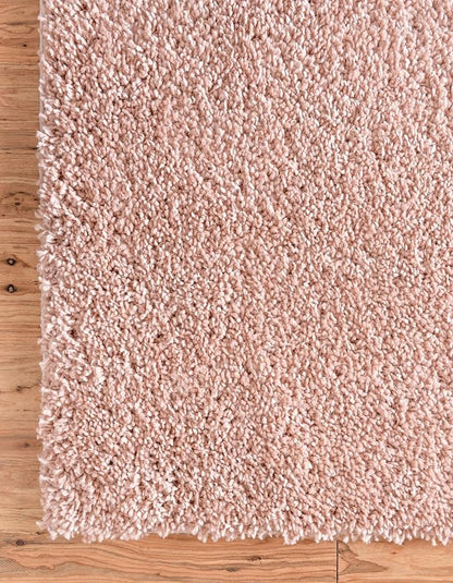 Unique Loom Davos Shag Collection Area Rug - Solid (2' 2" x 8' Runner, Dusty Rose)