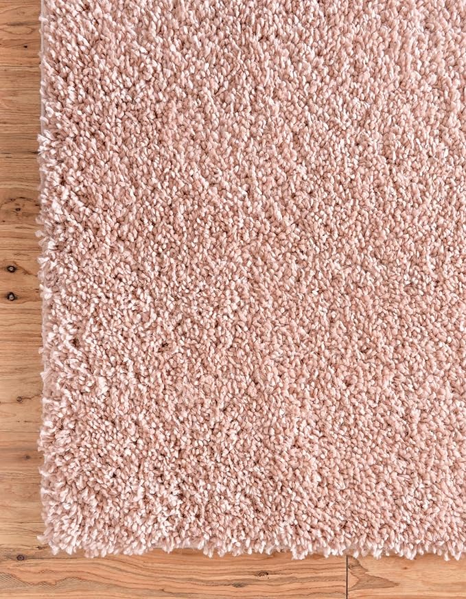 Unique Loom Davos Shag Collection Area Rug - Solid (3' 3" Square, Dusty Rose)