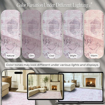 Fame Rugs Turkish Rug. Washable Vintage Oriental Antique Inspired Traditional Doormat Small Modern Area Rugs Luxury Entryway Entry Bedroom Bathroom Kitchen (412PP, 2'5 x 6'9)