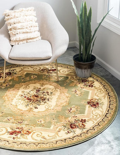 Rugs.com Chateau Collection Rug - 10 Ft Round Green Medium Pile Rug