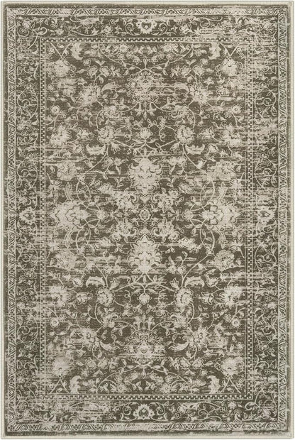 KILOCOCO Area Rug 3x5 Entryway Rug Washable Printed Vintage Floral Rubber Backed Non Slip Indoor Kitchen Rugs for Living Room Laundry Room Playroom Mudroom Moroccan Area Rugs, Taupe/Green