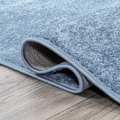 JONATHAN Y Haze Solid Low-Pile Classic Blue 5x8 Oval Indoor Area Rug, Coastal,Bohemian,Minimalist,Classic, Easy-Cleaning for Living Room,Bedroom,Kitchen,Pet Friendly,Non-Shedding (SEU100F-5OV)