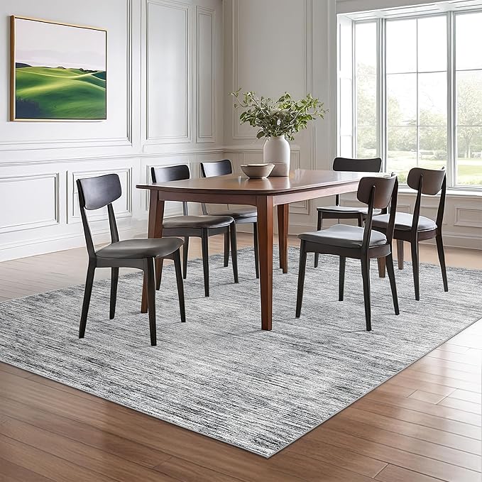 Valenrug Washable Rugs 5x7 - Non Slip 5x7 Area Rugs for Living Room, Stain Resistant Area Rugs for Bedroom, Foldable Machine Washable Area Rug(5'x7', Black)