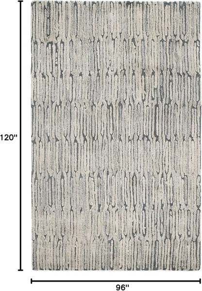 Dash and Albert Malone Everglade Hand Tufted Wool Rug, 8 X 10 Feet, Blue Graphic Pattern - Premium Luxury Hotel Quality Soft Breathable Hypoallergenic Machine Washable Easy Care All Season
