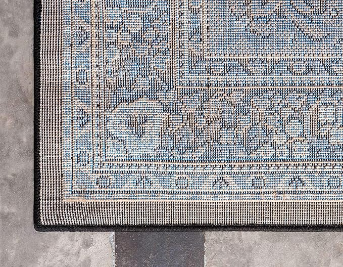 Unique Loom Reza Collection Traditional Persian Style Area Rug, 7 x 10 ft, Black/Beige