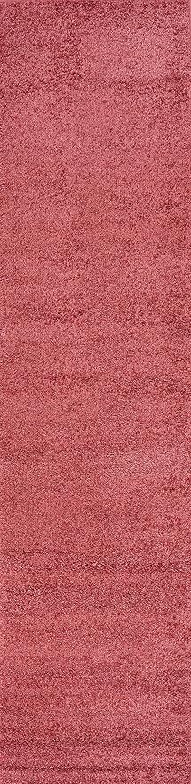 Eyely UES100E-216 Supersoft Haze Solid Low-Pile Indoor Runner Rug, Coastal, Bohemian, Minimalist, Classic, Casual for Bedroom,Kitchen,Living Room,Non Shedding,Easy-Washing, Red, 2 X 16