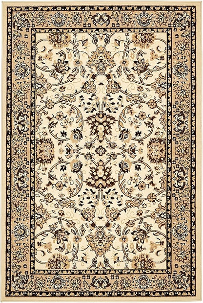 Unique Loom Sialk Hill Collection Area Rug - Washington (4' 1" x 6' 1" Rectangle Ivory/Black)