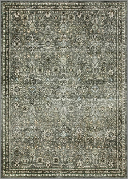 Lahome Green 10x14 Area Rugs for Living Room, Washable Vintage Large Floor Rugs for Bedroom, Rubber Backed Non-Slip Carpet for Dining Room Office
