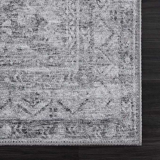 Bloom Rugs Washable 9' x 12' Rug - Ivory/Silver Gray Traditional Area Rug for Living Room, Bedroom, Dining Room, and Kitchen - Exact Size: 9' x 12'