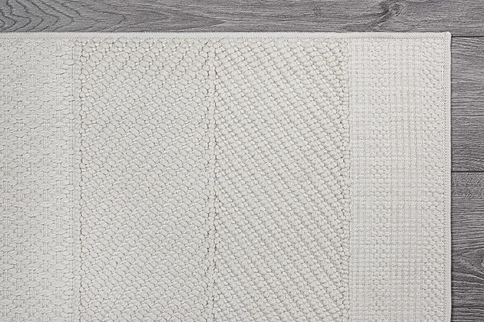 Beverly Rug Micro Loop Area Rug White 6x9 Modern Luxury Soft Boho Geometric Durable Indoor Area Rugs for Living Dining Room Office Stain Resistant Non Shedding Casual Indoor Carpet White 6 x 9