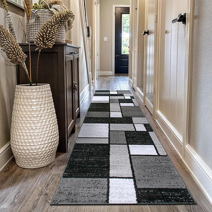 Rugshop Contemporary Modern Boxes for Hallway,Living Room,Bedroom,Kitchen Non Shedding Carpet Runner Rug 2'7" x 8' Gray