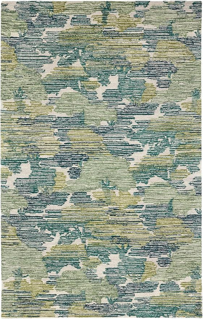 Dash and Albert x Kit Kemp Ladycross Wool Area Rug - 2.5' x 8' Runner Green Graphic Hand Hooked Accent Rug - Durable, High Traffic Living Room, Hallway, Stairs