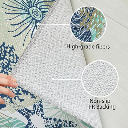 Tritard Coastal Area Rugs Nautical Beach Themed Non-Slip Machine Washable Rugs Modern Floor Carpet for Living Room Bedroom, 4x6, Navy