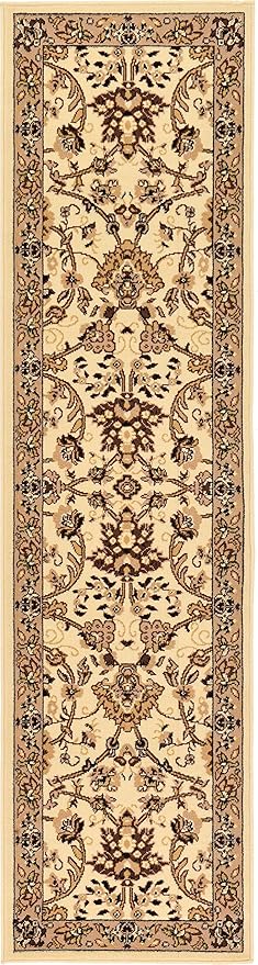 Unique Loom Sialk Hill Collection Area Rug - Washington (2' 2" x 8' 2" Runner Ivory/Black)