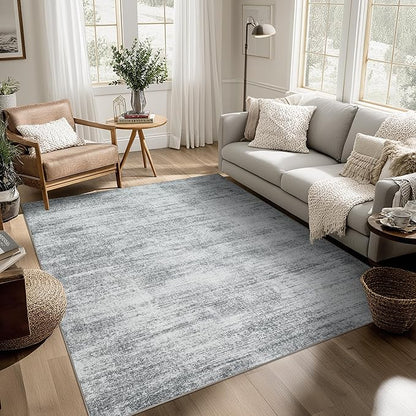 Light Gray Rug 5x7 for Dining Room Table Low Pile Non Slip Washable Area Rugs for Bedroom Aesthetic Abstract Grey Floor Large Carpet for Living Room Dorm